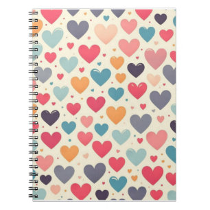 Colourful rainbow hearts Valentines Notebook