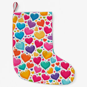 Colourful rainbow hearts Valentines Small Christmas Stocking