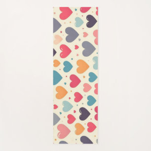 Colourful rainbow hearts Valentines Yoga Mat