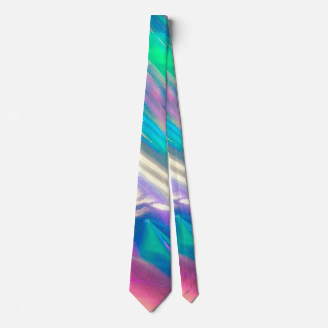 Colourful Rainbow Holographic Pattern  Tie (Front)