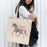 Colourful Rainbow Horse Monogram Tote Bag<br><div class="desc">All the colours of the rainbow in this magical horse with striped swirls of many hues. Personalise with your name or monogram for a custom tote bag. You may change fonts,  font sizes,  and font colours to your liking.</div>