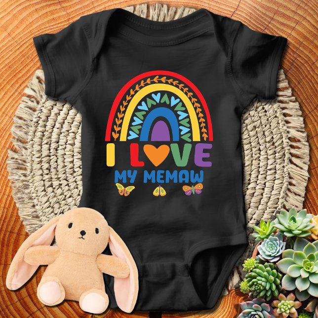 Colourful Rainbow I Love My Memaw Baby Bodysuit (Creator Uploaded)