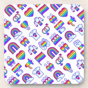 Colourful Rainbow Icon Patterns Coaster