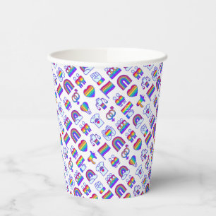 Colourful Rainbow Icon Patterns Paper Cups