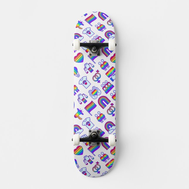 Colourful Rainbow Icon Patterns Skateboard (Front)
