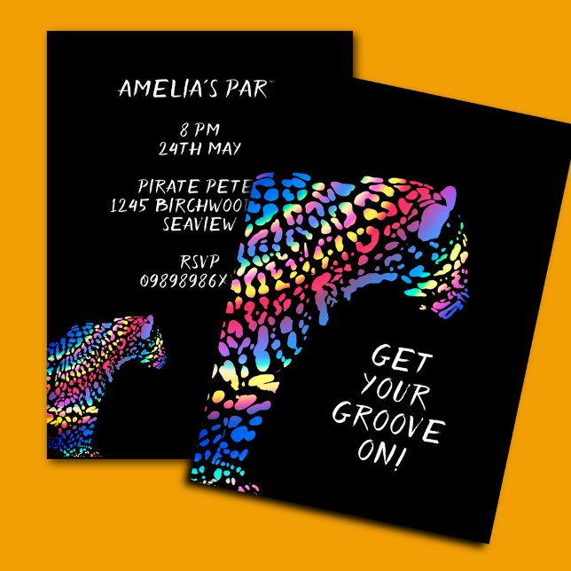 Colourful Rainbow Jaguar Party Invitation (Creator Uploaded)