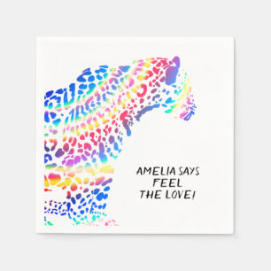 Colourful Rainbow Jaguar Party  Paper Plate Napkin