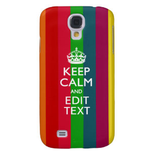Colourful Rainbow Keep Calm And Your Text Customis Galaxy S4 Case