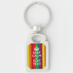 Colourful Rainbow Keep Calm And Your Text Customis Key Ring