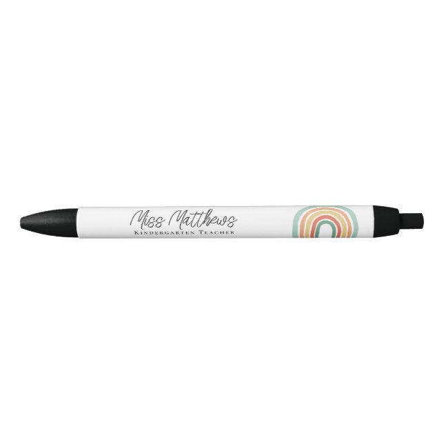 Colourful Rainbow Kindergarten Teacher School Black Ink Pen (Front)