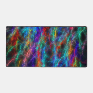 Colourful Rainbow Lightning Storm Desk Mat