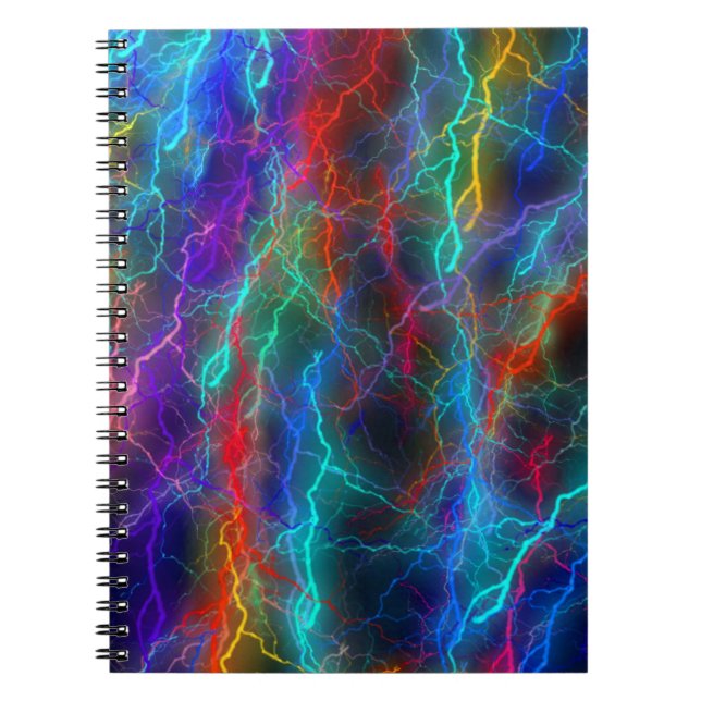 Colourful Rainbow Lightning  Storm Notebook (Front)