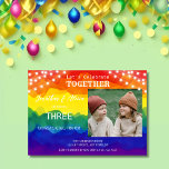 Colourful Rainbow Lights Photo Joint Birthday  Invitation<br><div class="desc">Joint birthday invitations featuring a colourful rainbow background and shinny string light,  with vibrant typography and one photos of your choice.</div>