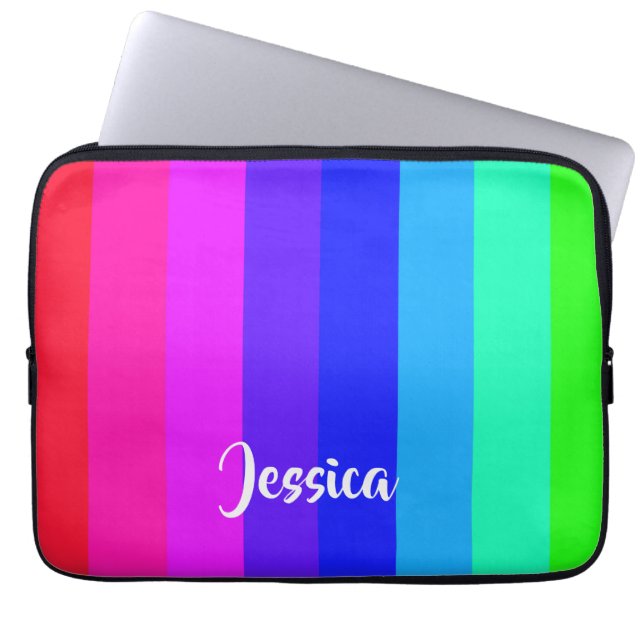 Colourful rainbow lines laptop sleeve (Front)