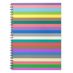 Colourful rainbow lines pattern spiral notebook