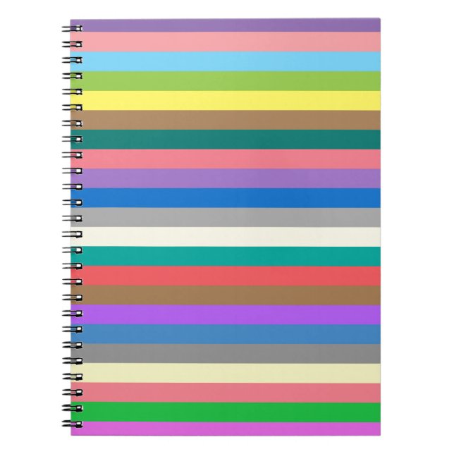 Colourful rainbow lines pattern spiral notebook (Front)