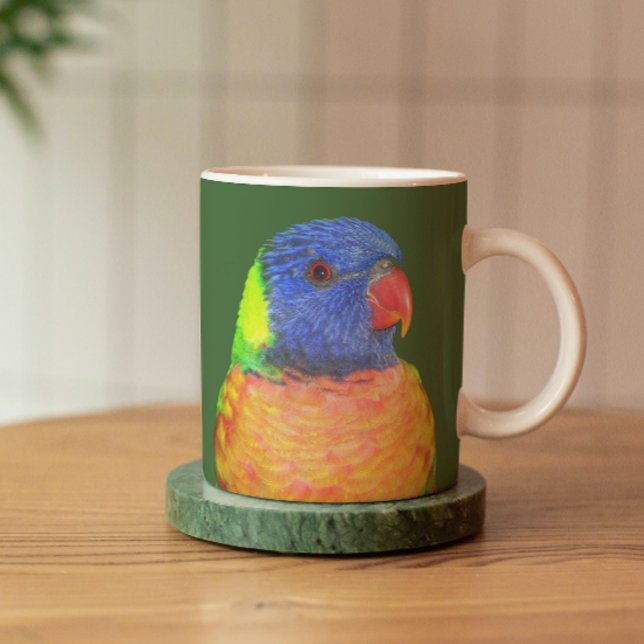 Colourful Rainbow Lorikeet Parrot Photo Mug (In Situ Coaster)