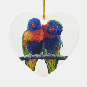 Colourful Rainbow Lorikeets parrots Ceramic Tree Decoration