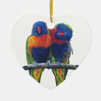 Colourful Rainbow Lorikeets parrots Ceramic Tree Decoration