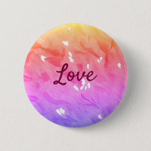 Colourful rainbow love pride lgbtq gay pattern tex 6 cm round badge