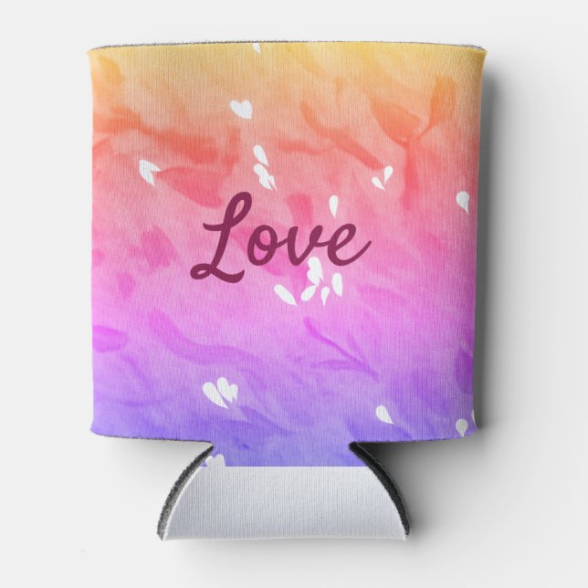 Colourful rainbow love pride lgbtq gay pattern tex can cooler (Front)