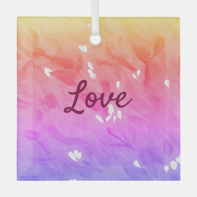 Colourful rainbow love pride lgbtq gay pattern tex glass tree decoration (Front)