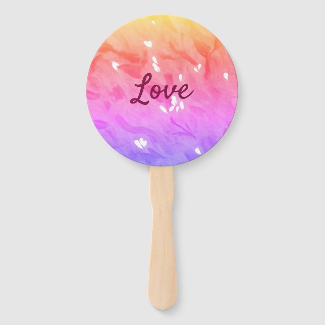 Colourful rainbow love pride lgbtq gay pattern tex hand fan (Front)