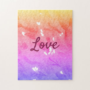Colourful rainbow love pride lgbtq gay pattern tex jigsaw puzzle