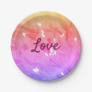 Colourful rainbow love pride lgbtq gay pattern tex paper plate