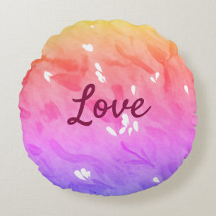 Colourful rainbow love pride lgbtq gay pattern tex round cushion