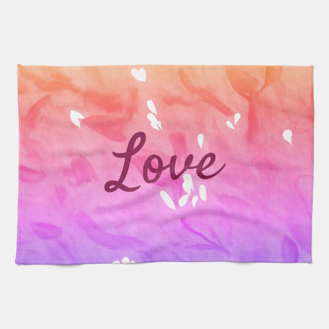 Colourful rainbow love pride lgbtq gay pattern tex tea towel (Horizontal)