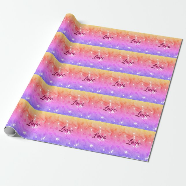 Colourful rainbow love pride lgbtq gay pattern tex wrapping paper (Unrolled)