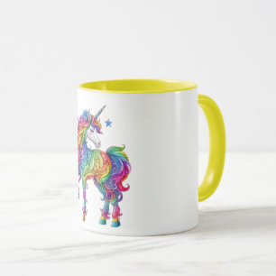 Colourful rainbow magical unicorn mug