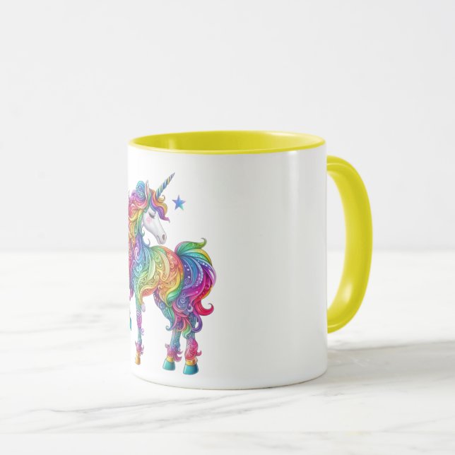 Colourful rainbow magical unicorn mug (Front Right)