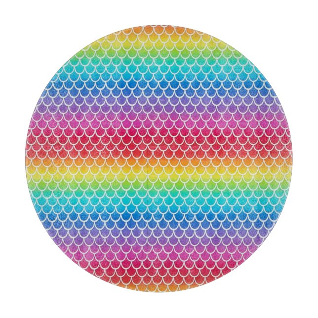 Colourful Rainbow Mermaid scales   Cutting Board (Front)