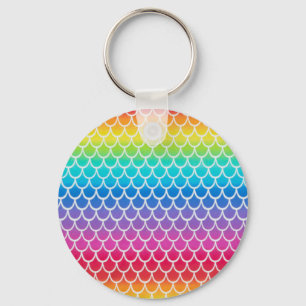 Colourful Rainbow Mermaid scales  Key Ring