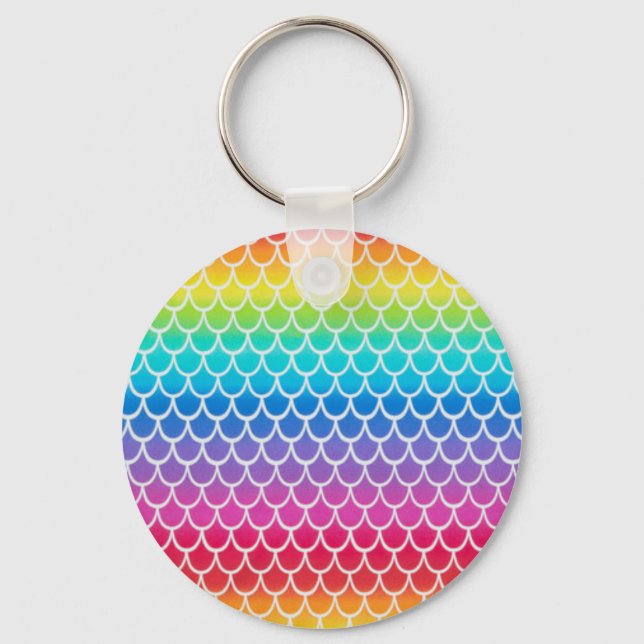 Colourful Rainbow Mermaid scales  Key Ring (Front)