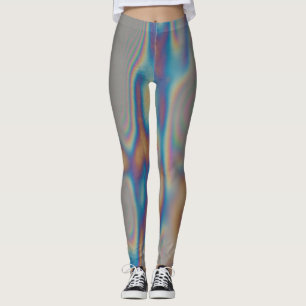 Colourful rainbow moiré reflection leggings