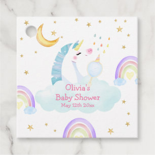 Colourful Rainbow Moon Star Unicorn Baby Shower Favour Tags