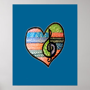 Colourful Rainbow Music Heart Customisable Poster