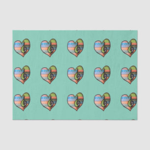 Colourful Rainbow Music Heart Customisable Tissue Paper