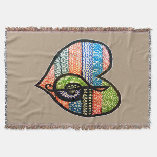Colourful Rainbow Music Heart Doodle Personalised Throw Blanket