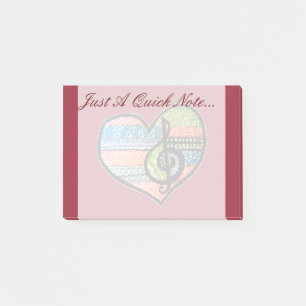 Colourful Rainbow Music Heart Personalised Post-it Notes