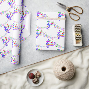 Colourful Rainbow Musical Notes Wrapping Paper