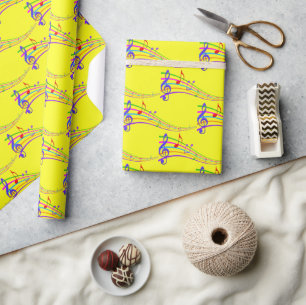 Colourful Rainbow Musical Notes Wrapping Paper