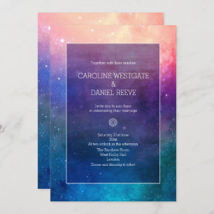 Colourful Rainbow Nebula Wedding Invitation