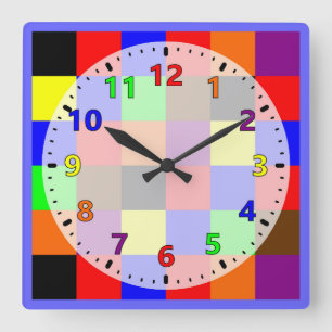 Colourful Rainbow of Colours Square Wall Clock