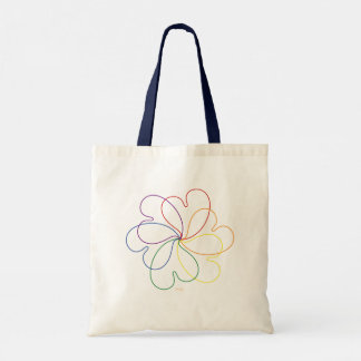 Colourful Rainbow on White Chic heartS flower Tote Bag