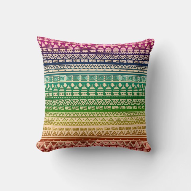 Colourful rainbow ornament cushion (Front)
