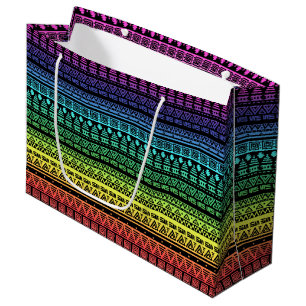 Colourful rainbow ornament large gift bag
